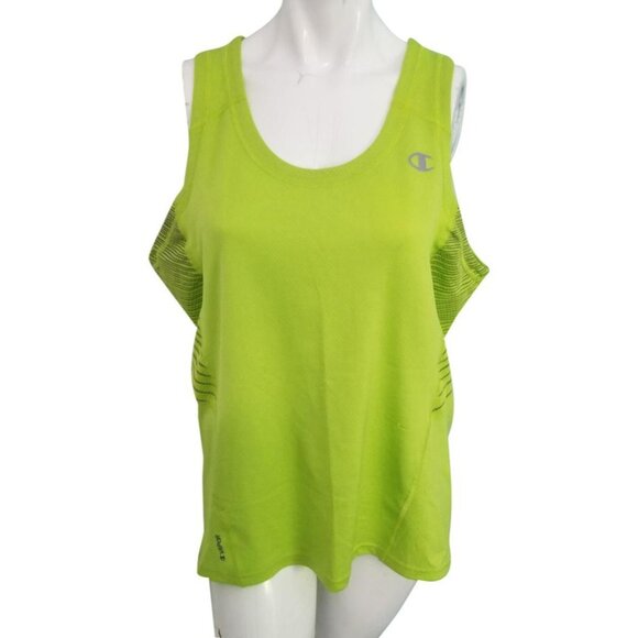 Champion Performax Dri-Wick Workout Shirt Sz Large Neon Green with Grey Stripes - Picture 2 of 6